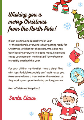 Free printable Santa letter templates you can customize | Canva