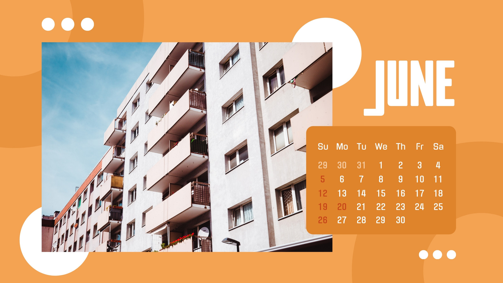 Orange White Creative In June Monthly Calendar