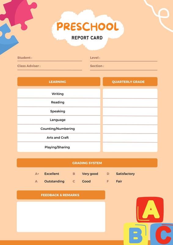 microsoft excel report card template