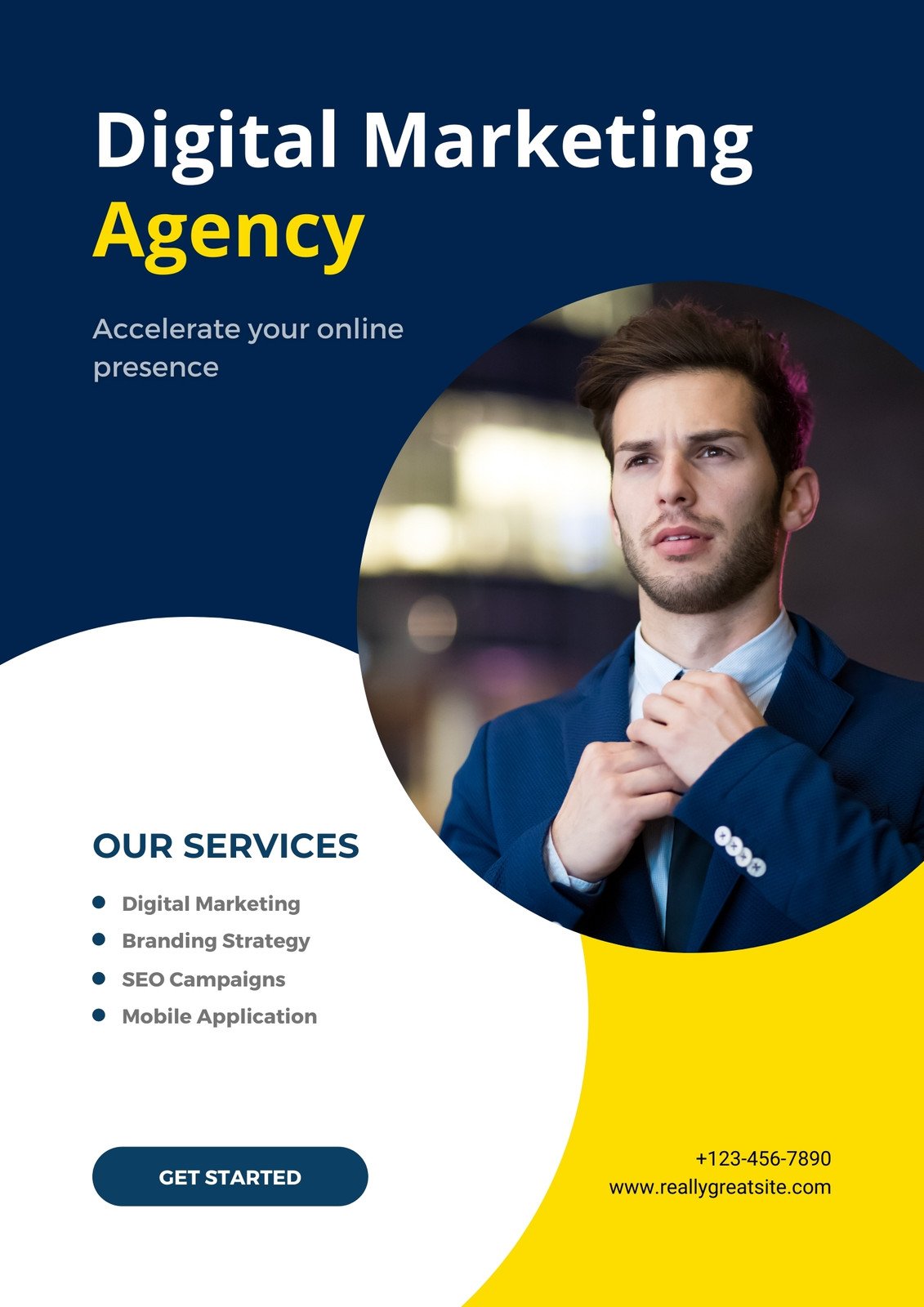 Blue And Yellow Digital Marketing Agency Flyer