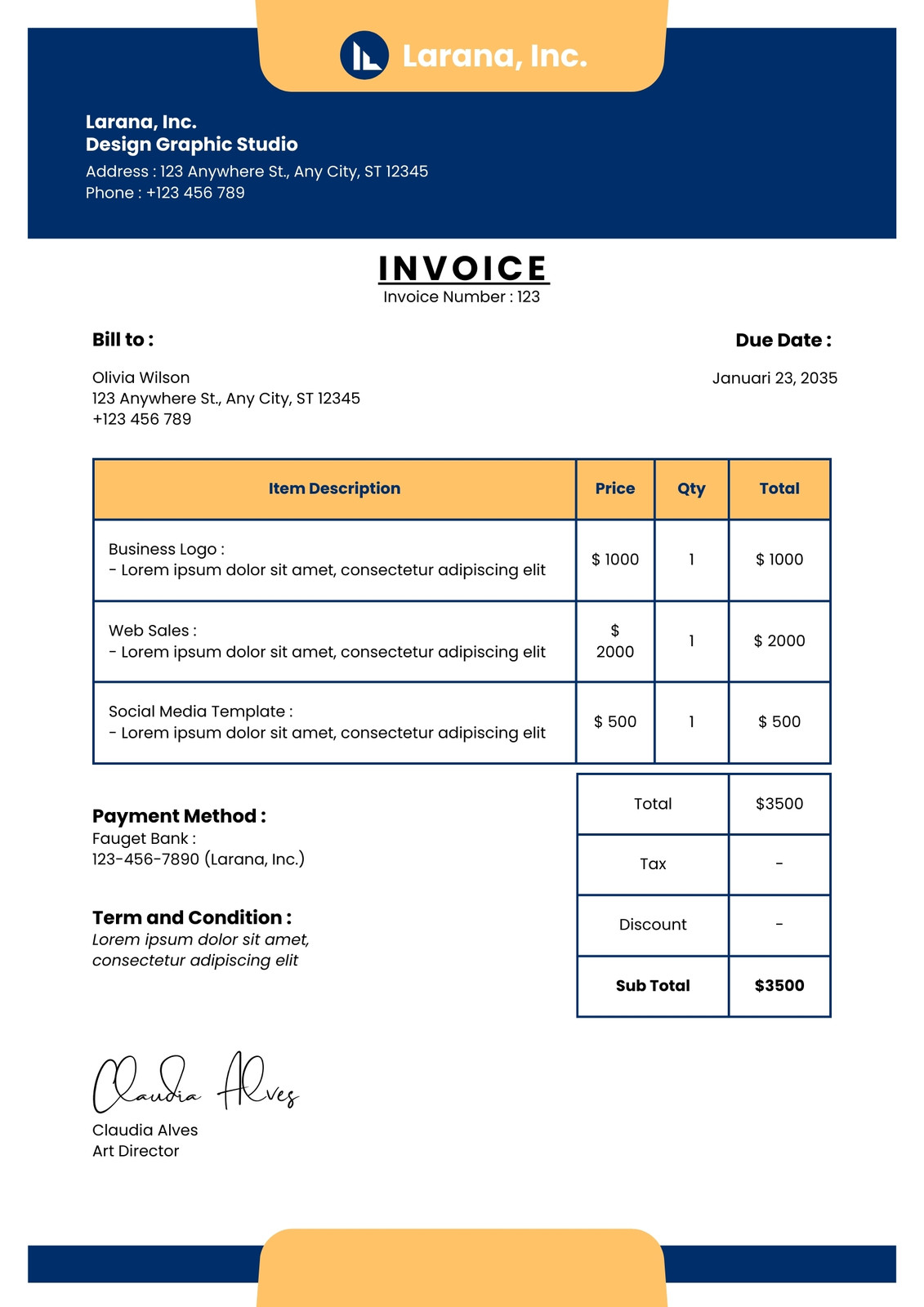 Page 3 - Free custom printable business invoice templates | Canva