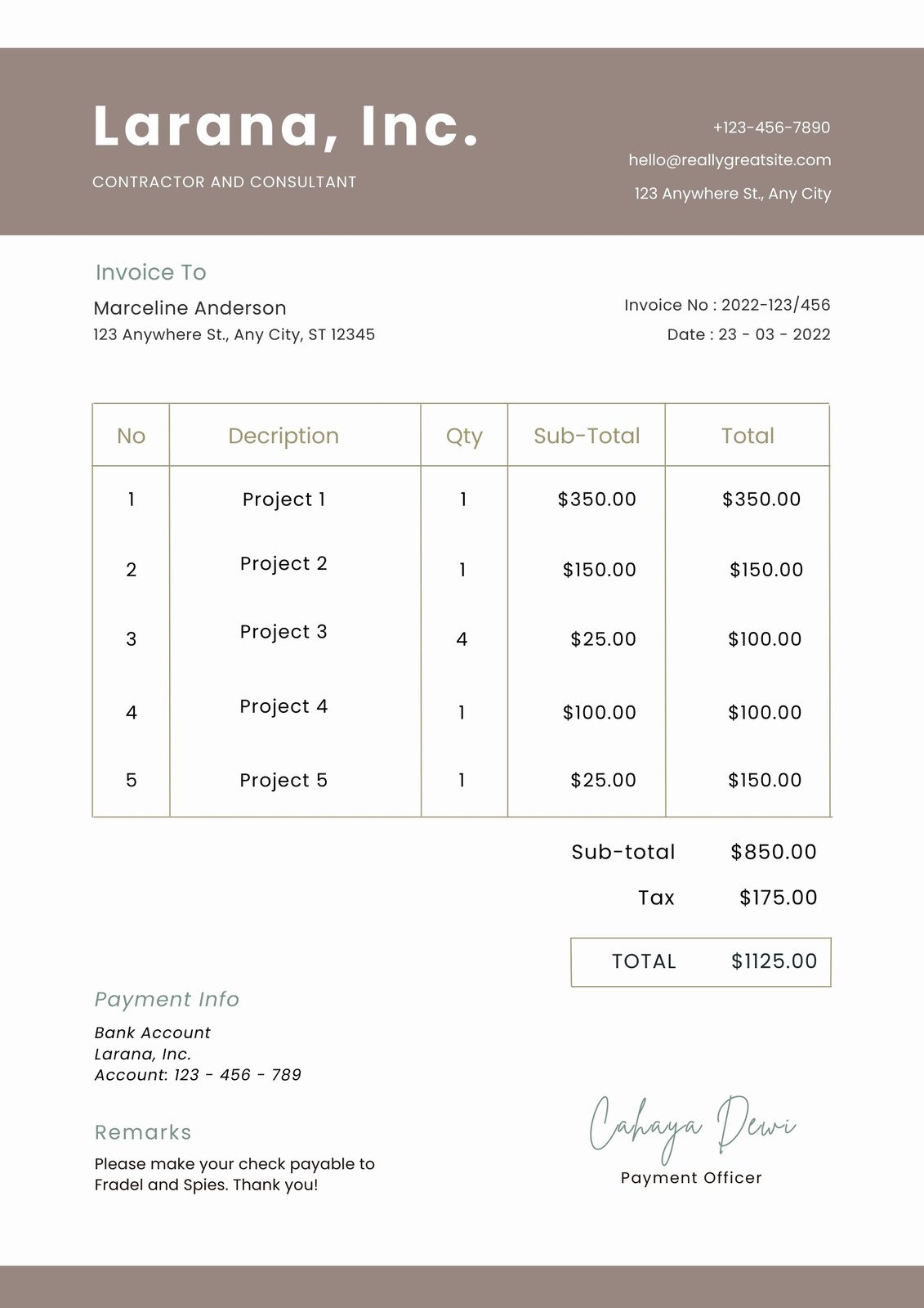 video production invoice sample