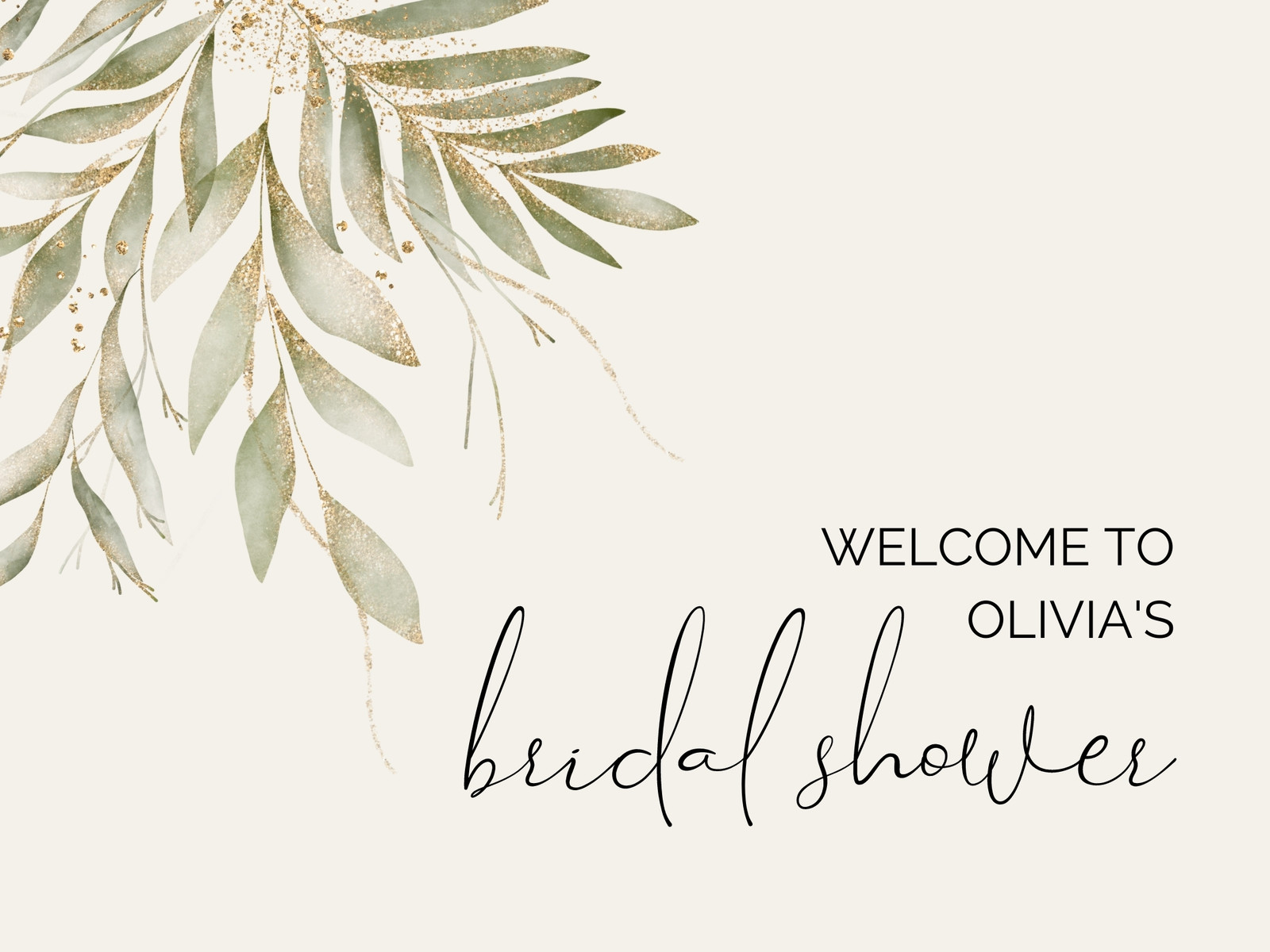 Greenery Wedding or Bridal Shower Welcome Sign Template, Landscape, 3 -  Artful Life Designs
