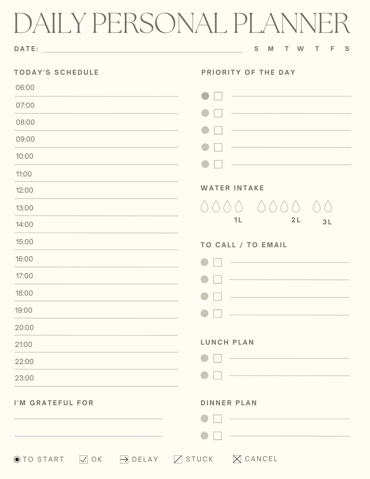 Printable Daily Planner Template Today S Plan