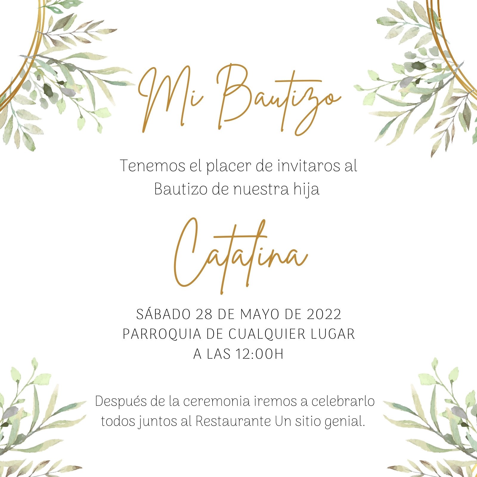 Bautizo Invitation Bautizo Niño, Invitacione De Bautizo Niña Floral  Greenery Baptism Invitation Boy Spanish EDITABLE Para IMPRIMIR 