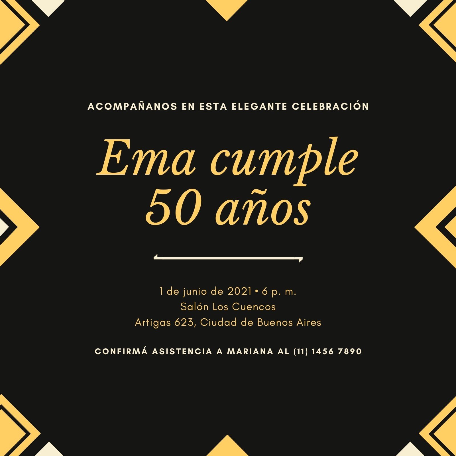 Celebración del aniversario de 50 años con marco dorado y brillo dorado  sobre fondo negro. diseño
