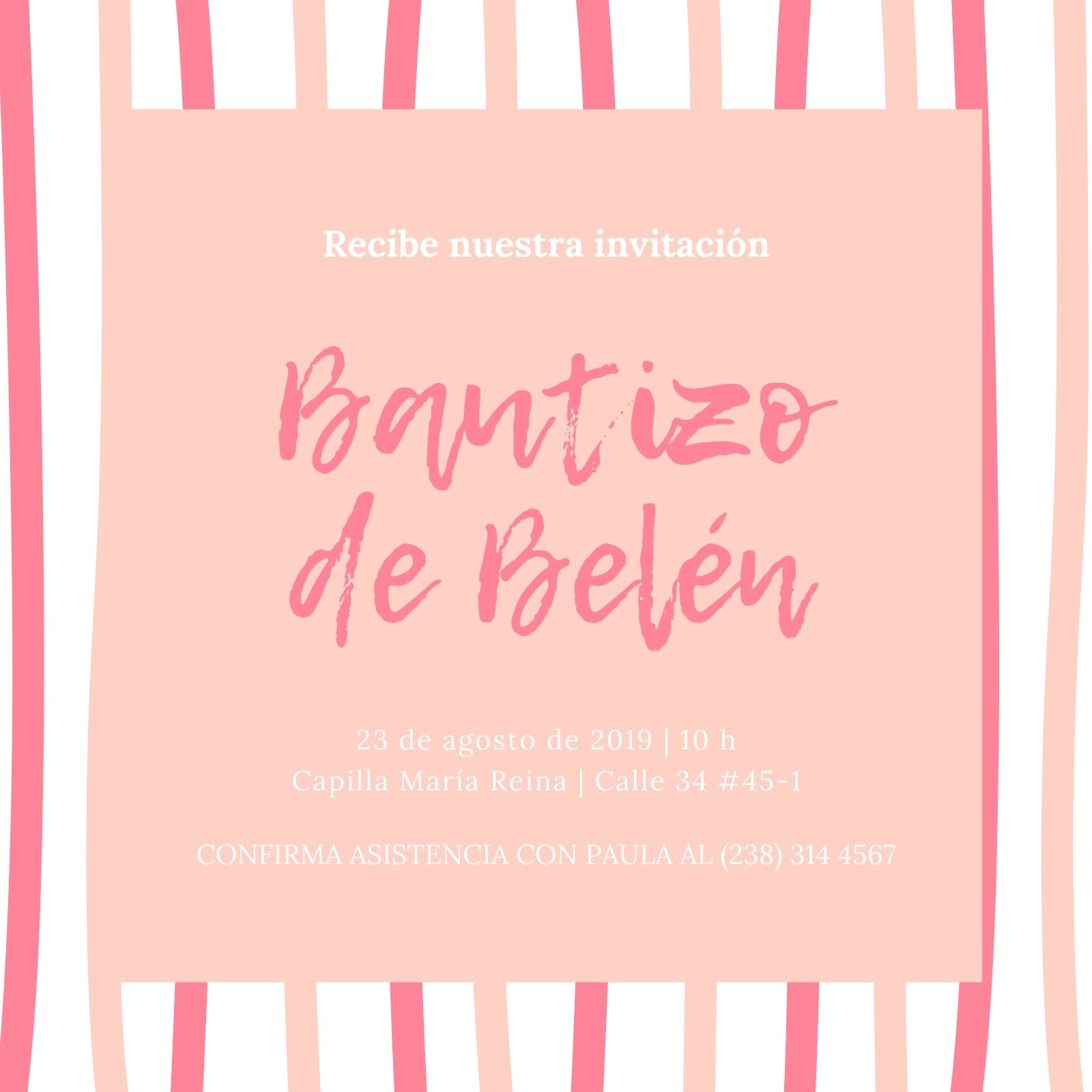 Invitaciones Bautizo Nina, Invitacion De Bautizo Imprimible, Bautizo  Invitations in Spanish 