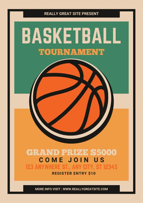 Free Vector  Colored vintage basketball championship poster