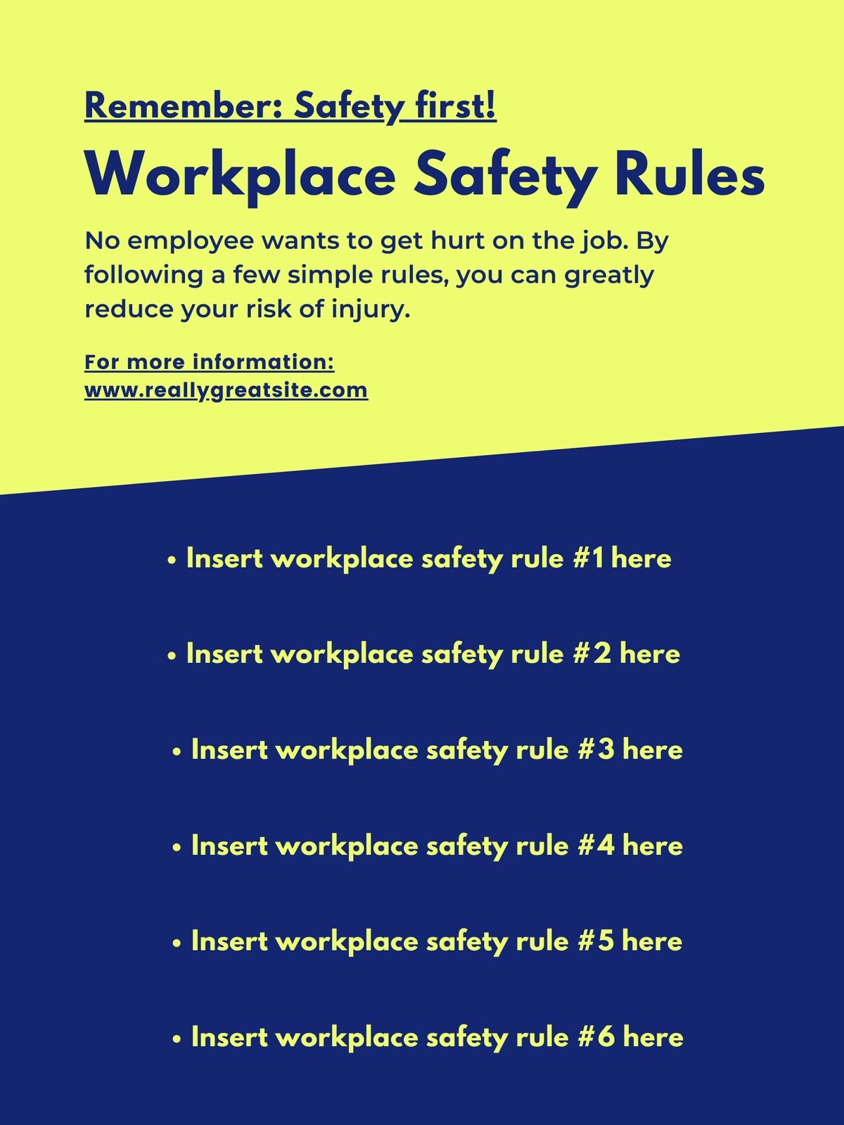 21+ Free printable, customizable safety poster templates  Canva Within Health And Safety Policy Template For Small Business