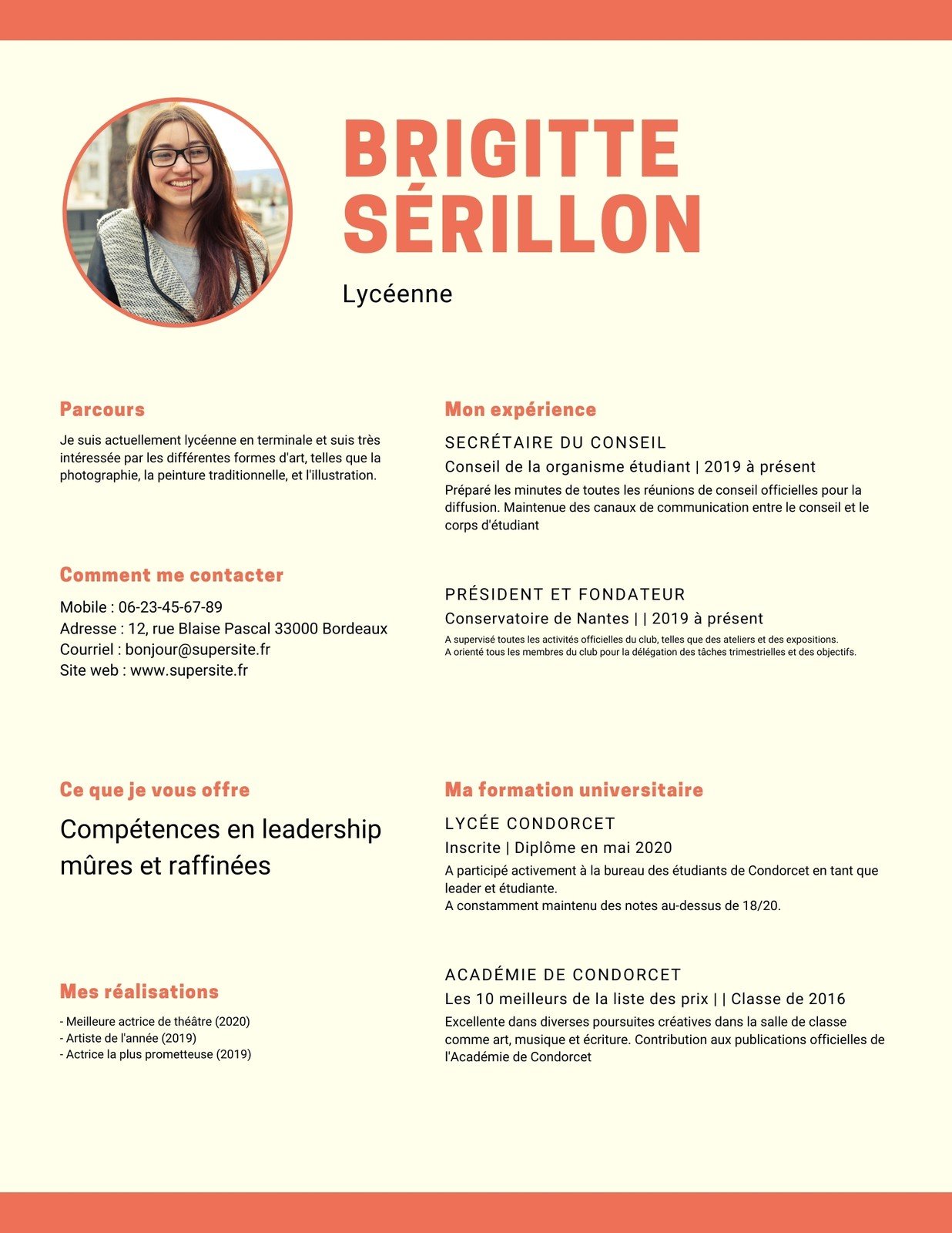 Cv Lyceen Les Plus Beaux Modeles Du Web Canva