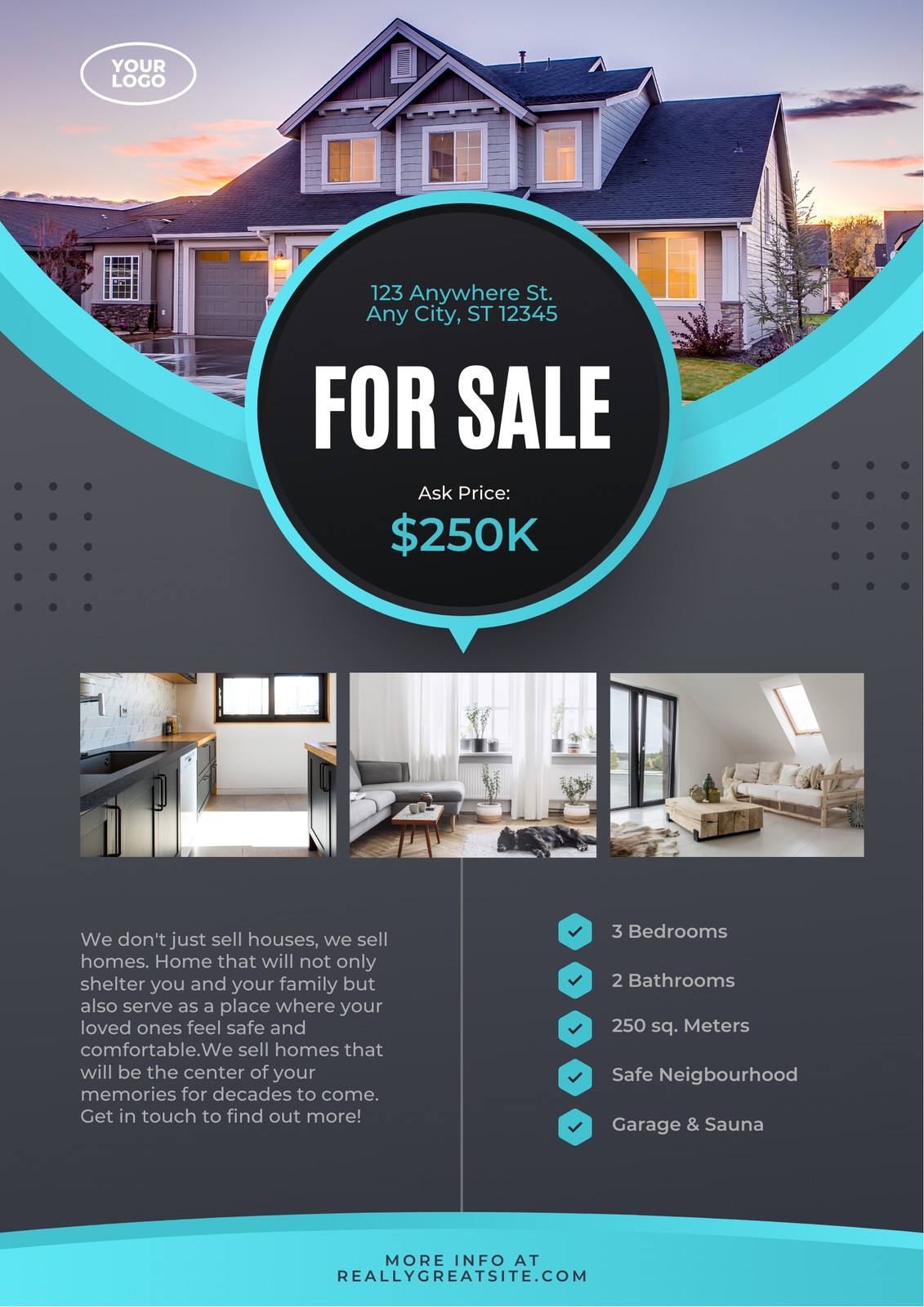 Page 23 - Free custom printable real estate flyer templates  Canva Throughout House For Sale Flyer Template