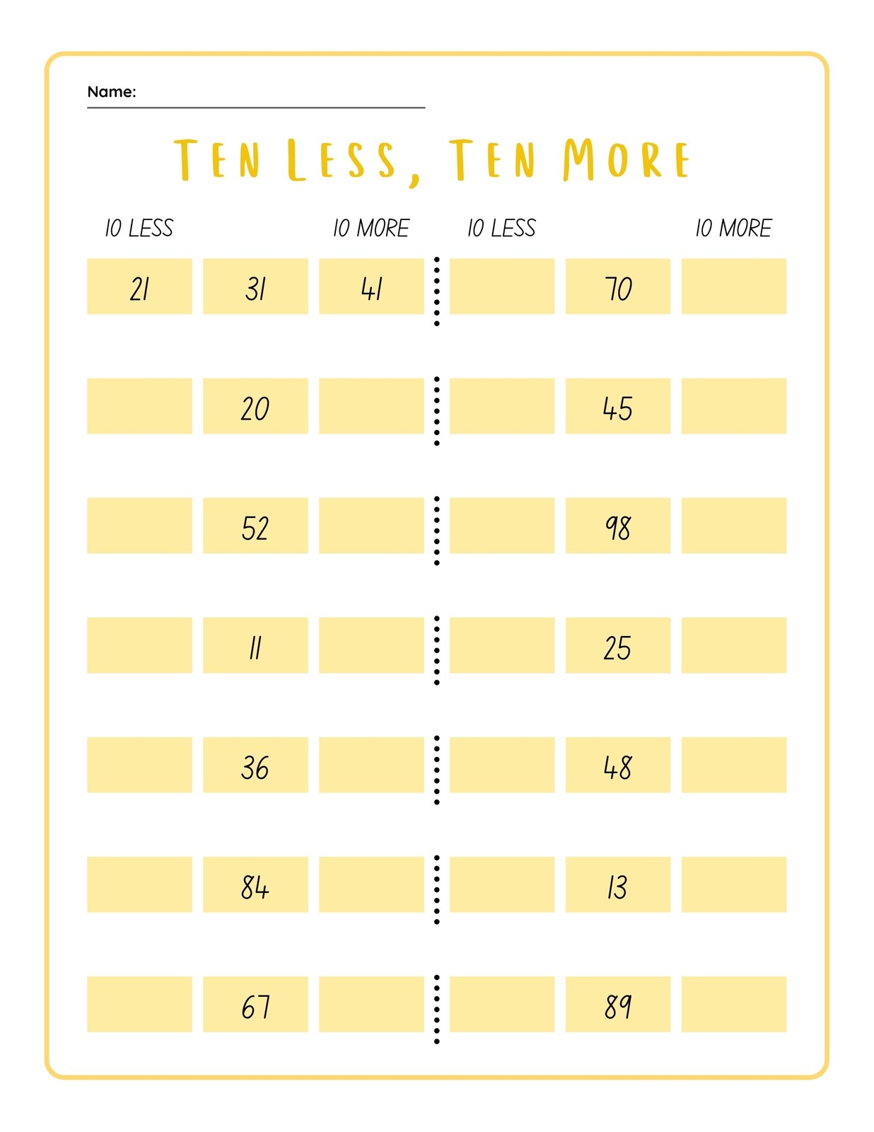 38 Ten More Ten Less Worksheet - combining like terms worksheet