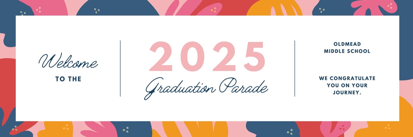 Pink White Playful & Celebratory Drive-by Graduation Banner