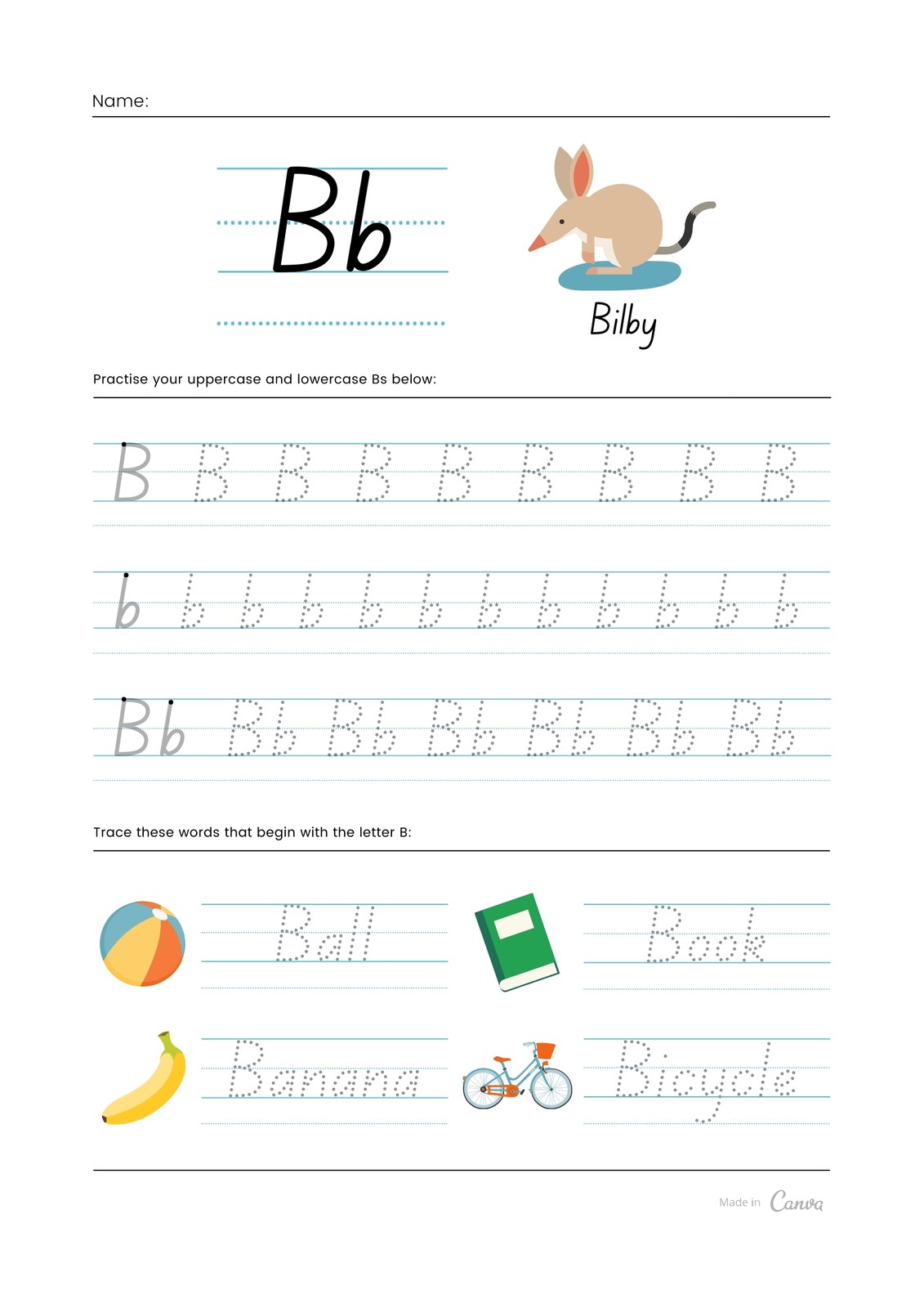 Letter and Number Tracing Book with Canva Template, Worksheets and