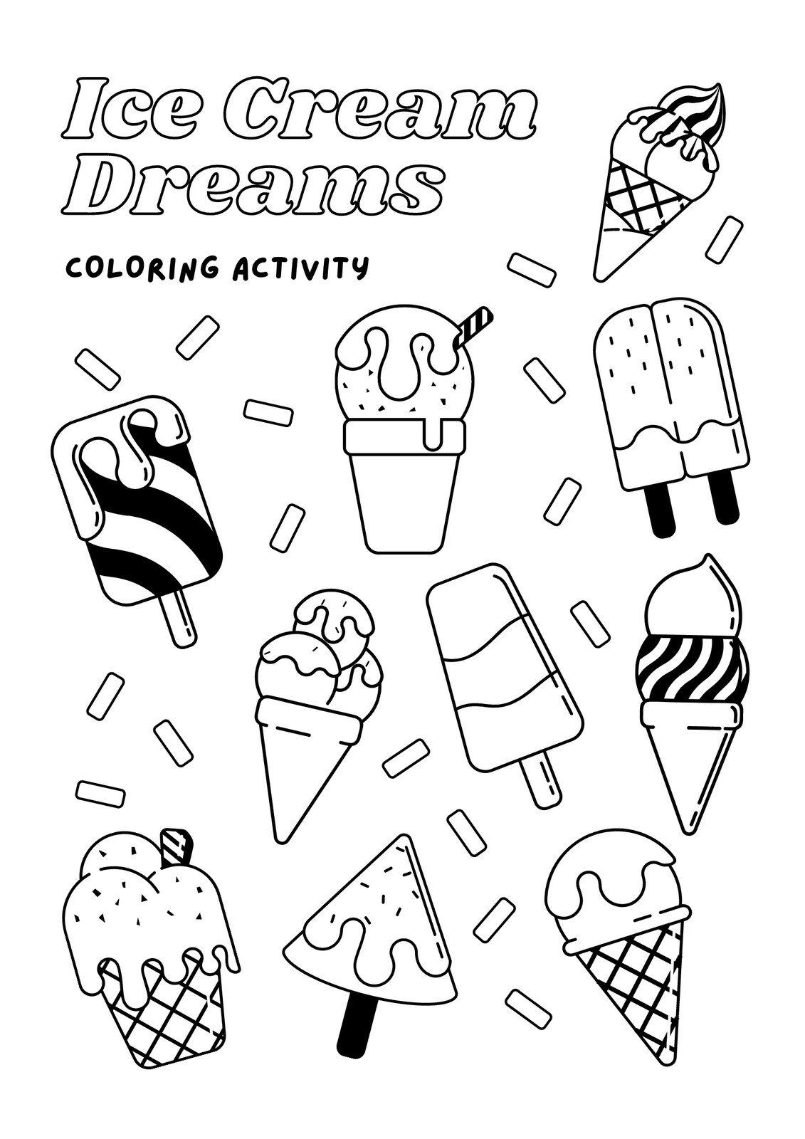 Ice Cream Party Favor Game Coloring Page and Activity Booklet