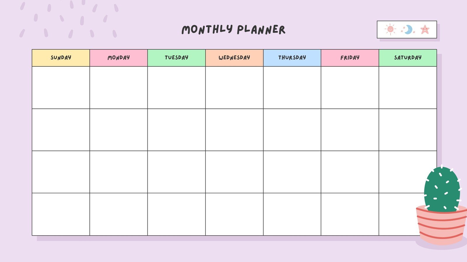 Monthly Planner Template, Online Monthly Planner