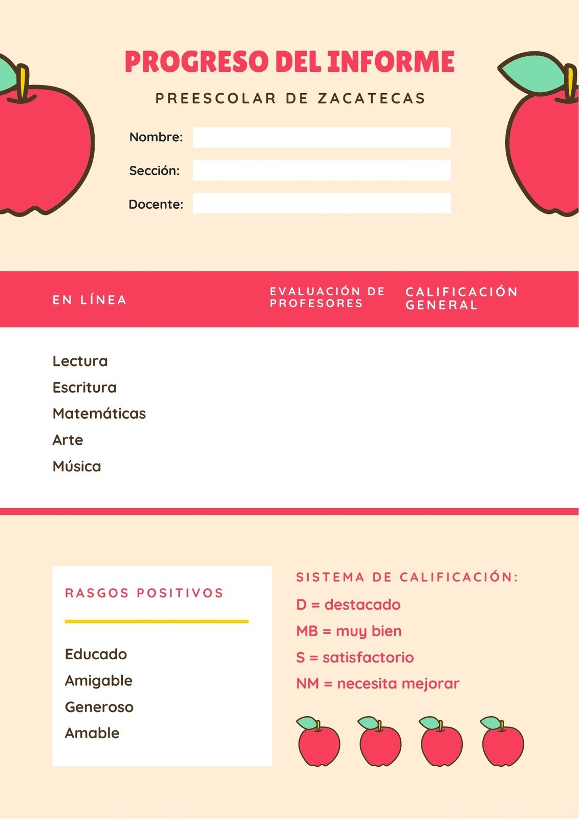 Plantillas Para Boletas De Calificaciones De Preescolar Canva