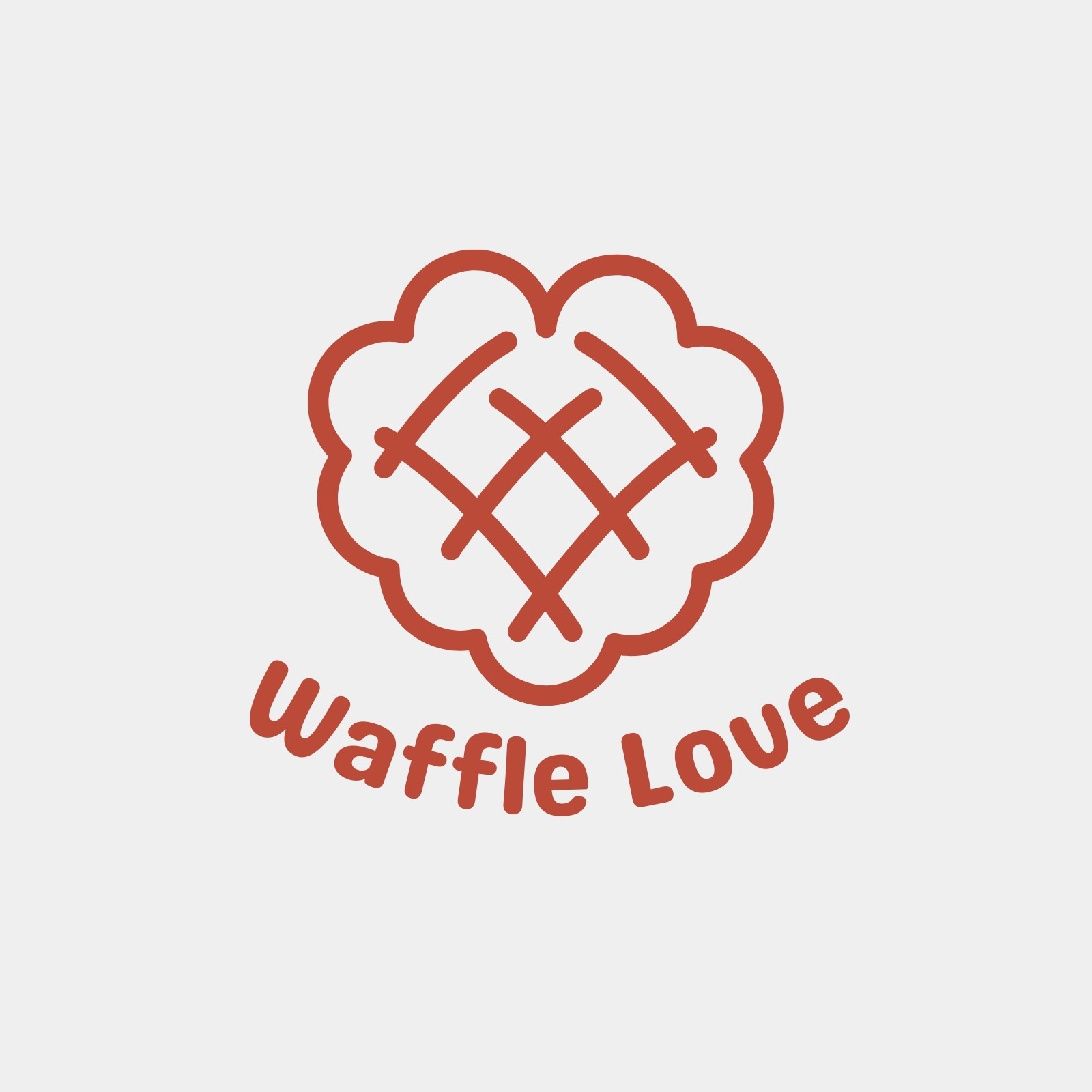 Waffle Love Logo, Waffles Hearts Bakery Logo Design