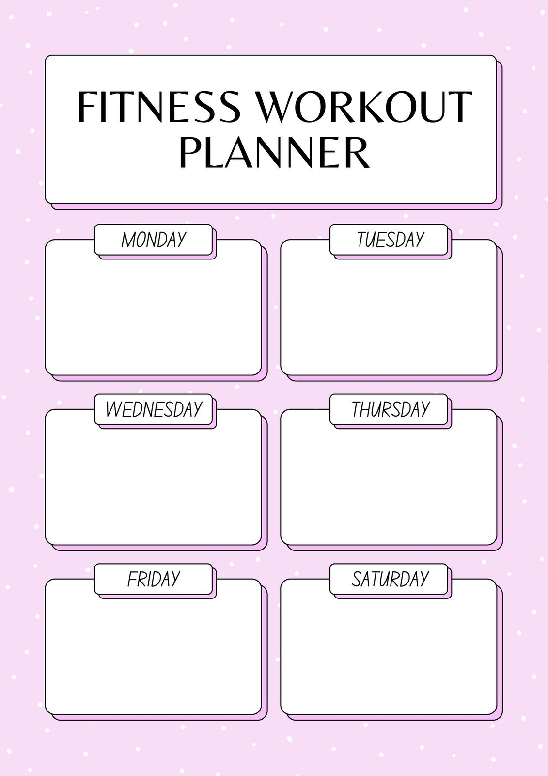 Free, custom printable workout planner templates online  Canva Throughout Blank Workout Schedule Template