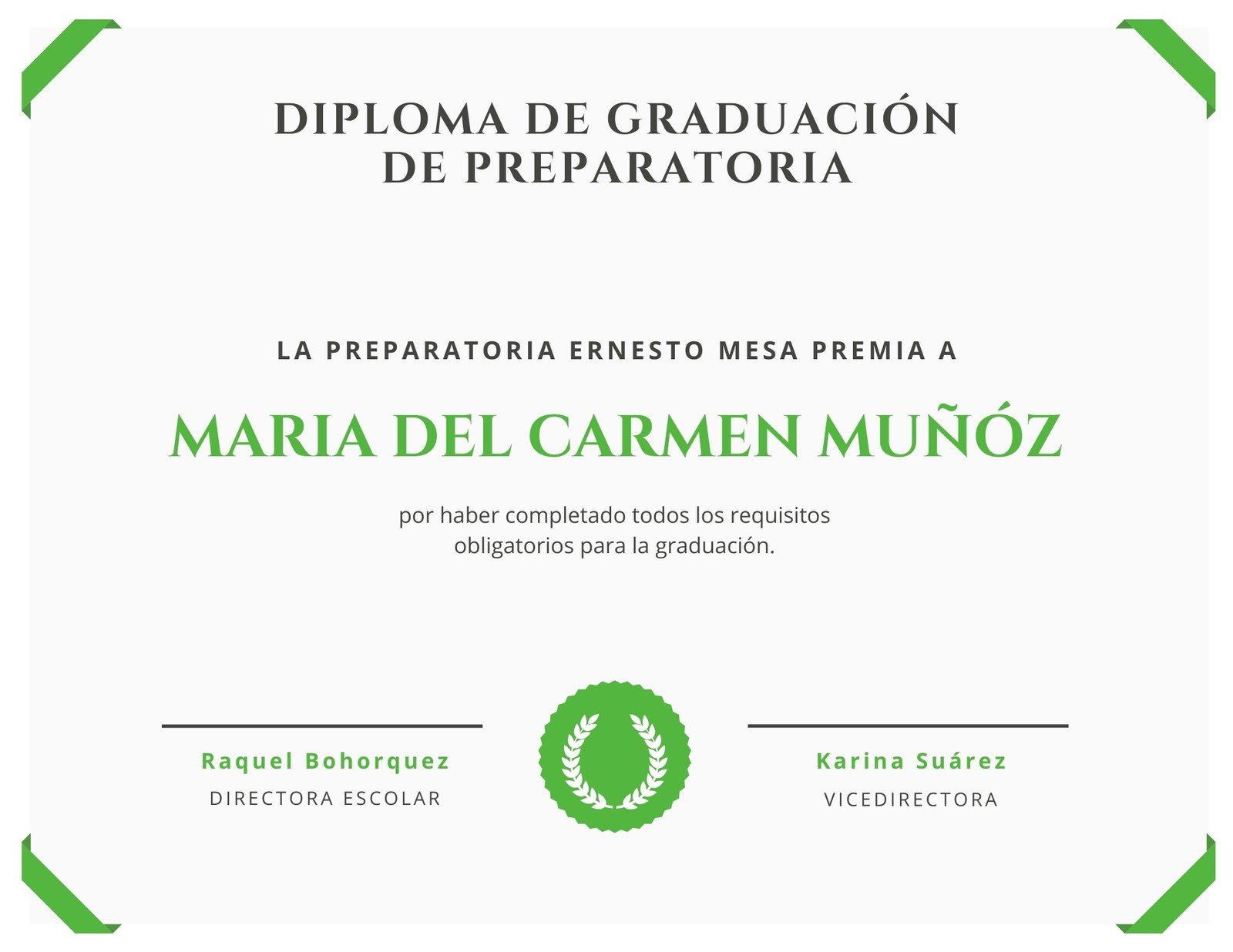 Blanco con Verde Borde Diploma de Escuela Preparatoria Certificado