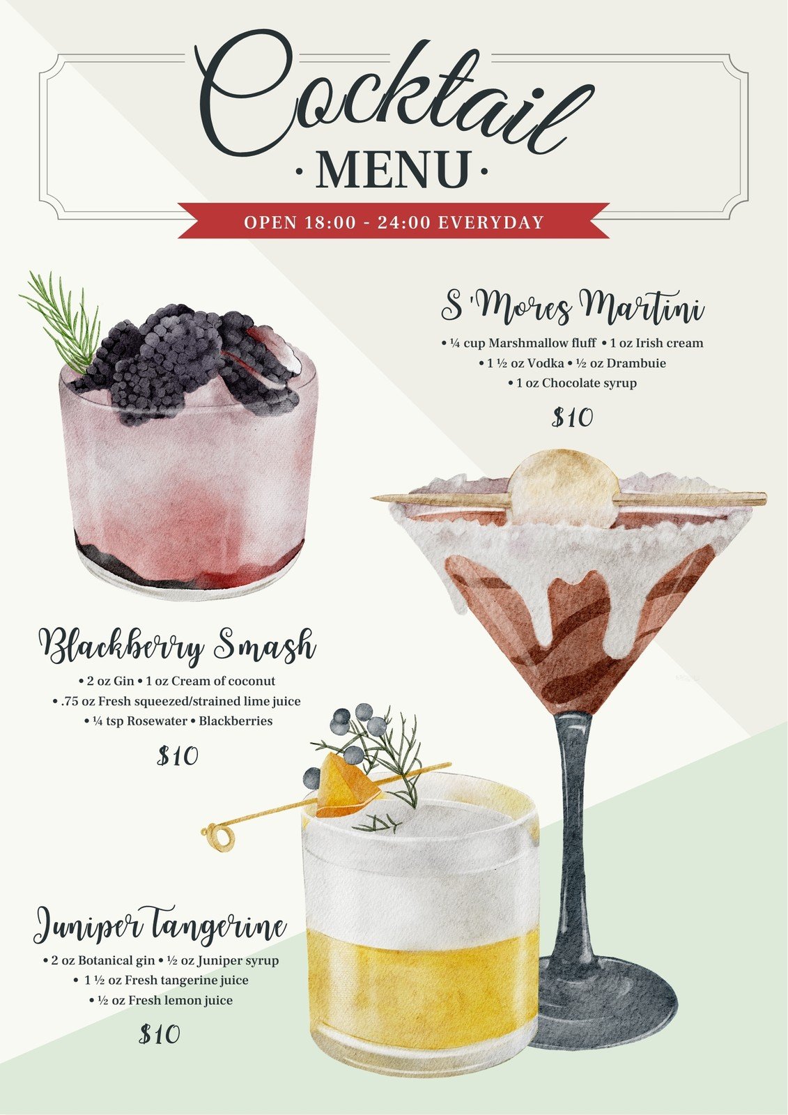 Free, printable custom drink menu templates  Canva Regarding Cocktail Menu Template Word Free