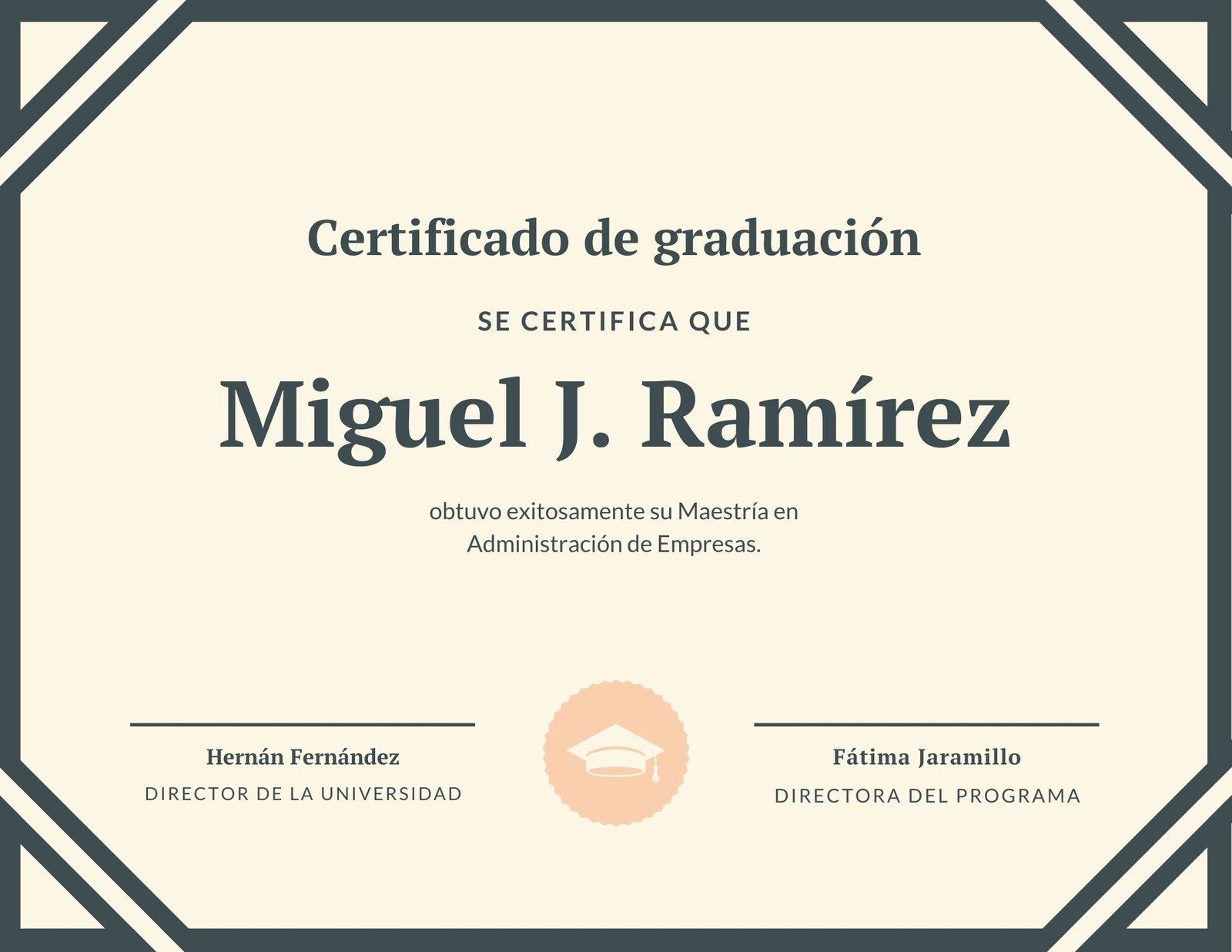 Verde Oscuro Beige Universidad Diploma de Administración Certificado