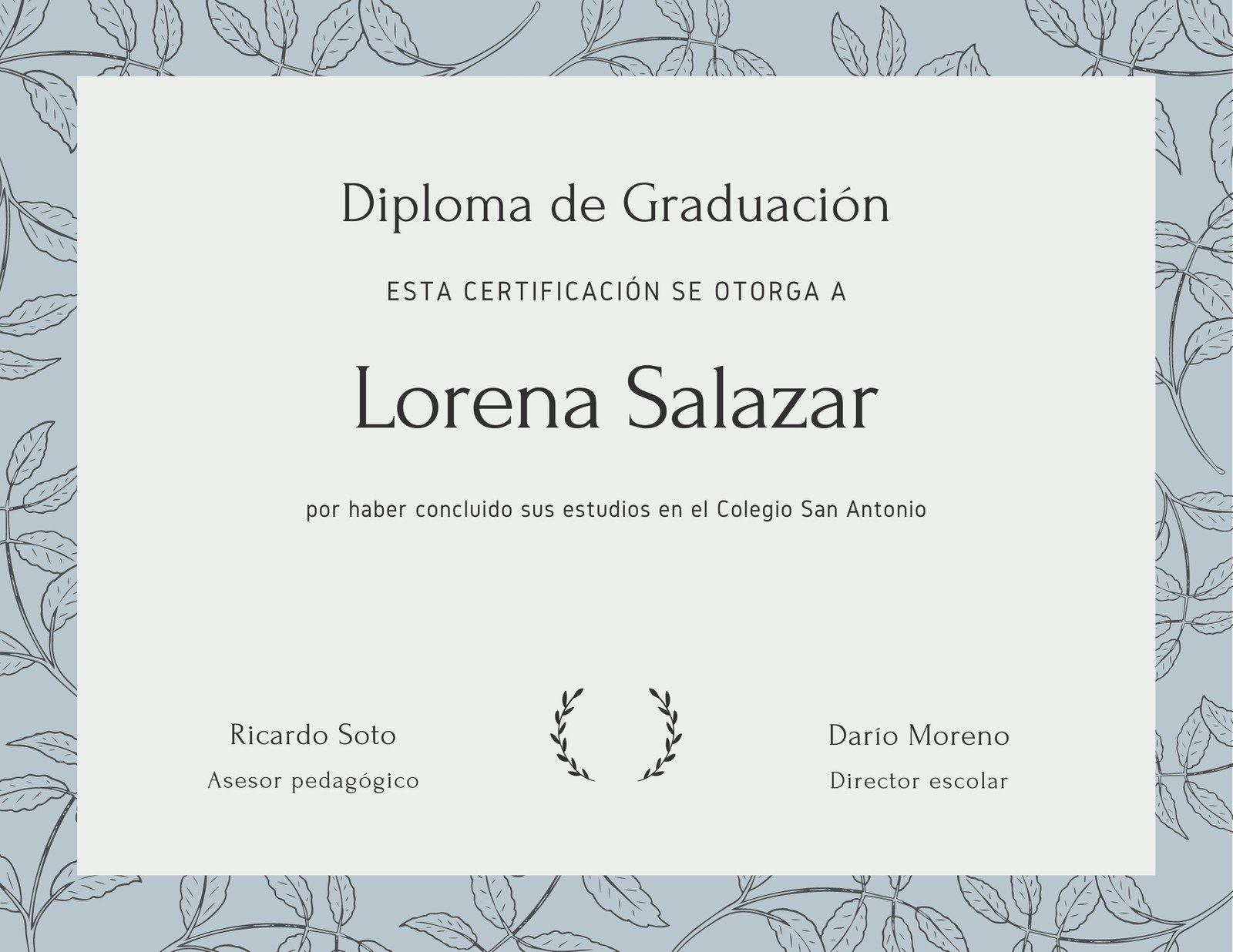 Gris Tenue Flores Diploma Colegio Certificado