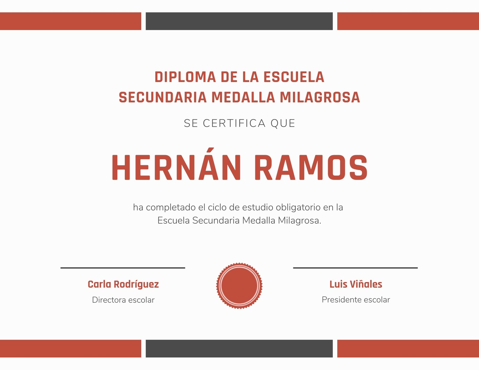 Rojo Amarillo Azul Escuela Simple Secundaria Diploma Certificado