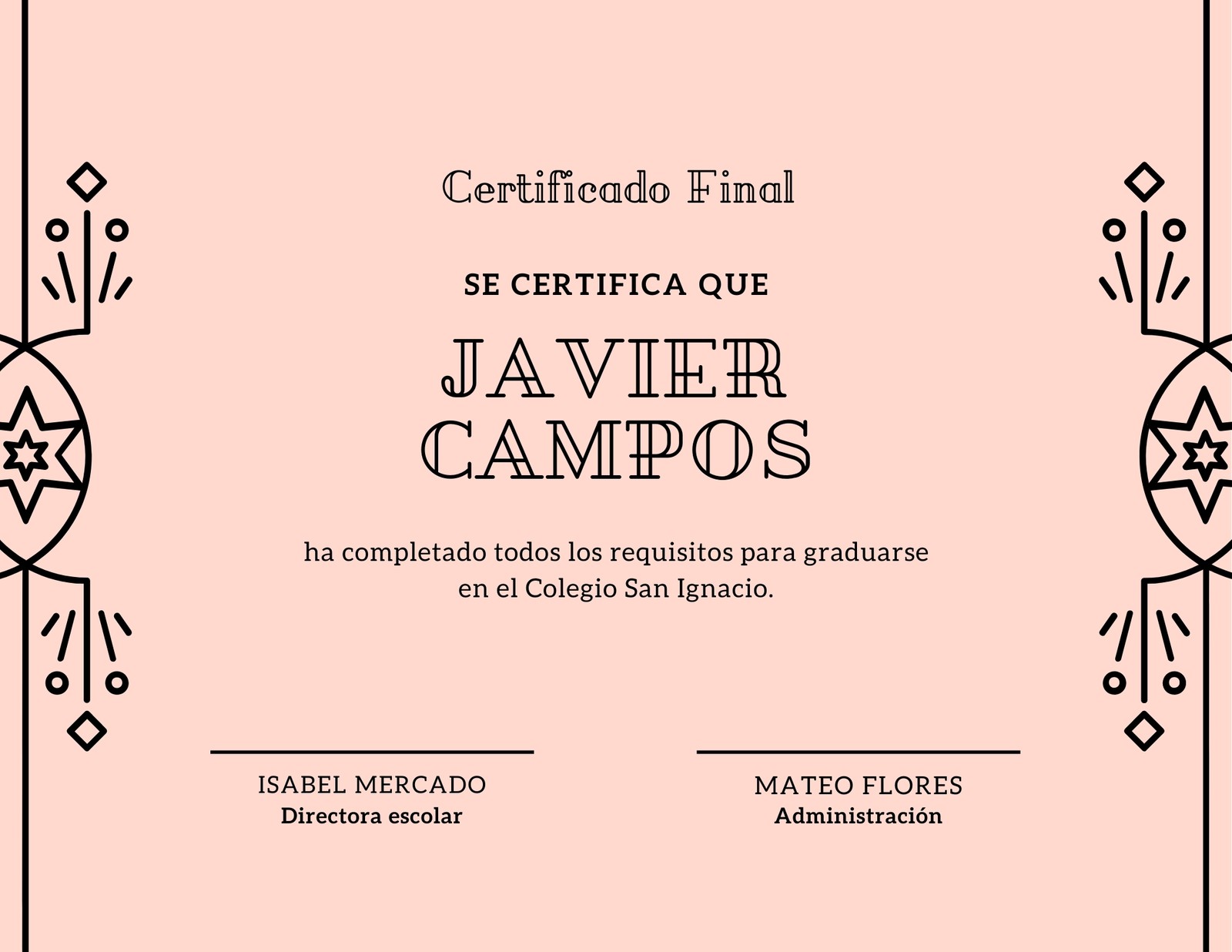 Rosado Vector Borde Diploma de Colegio Certificado
