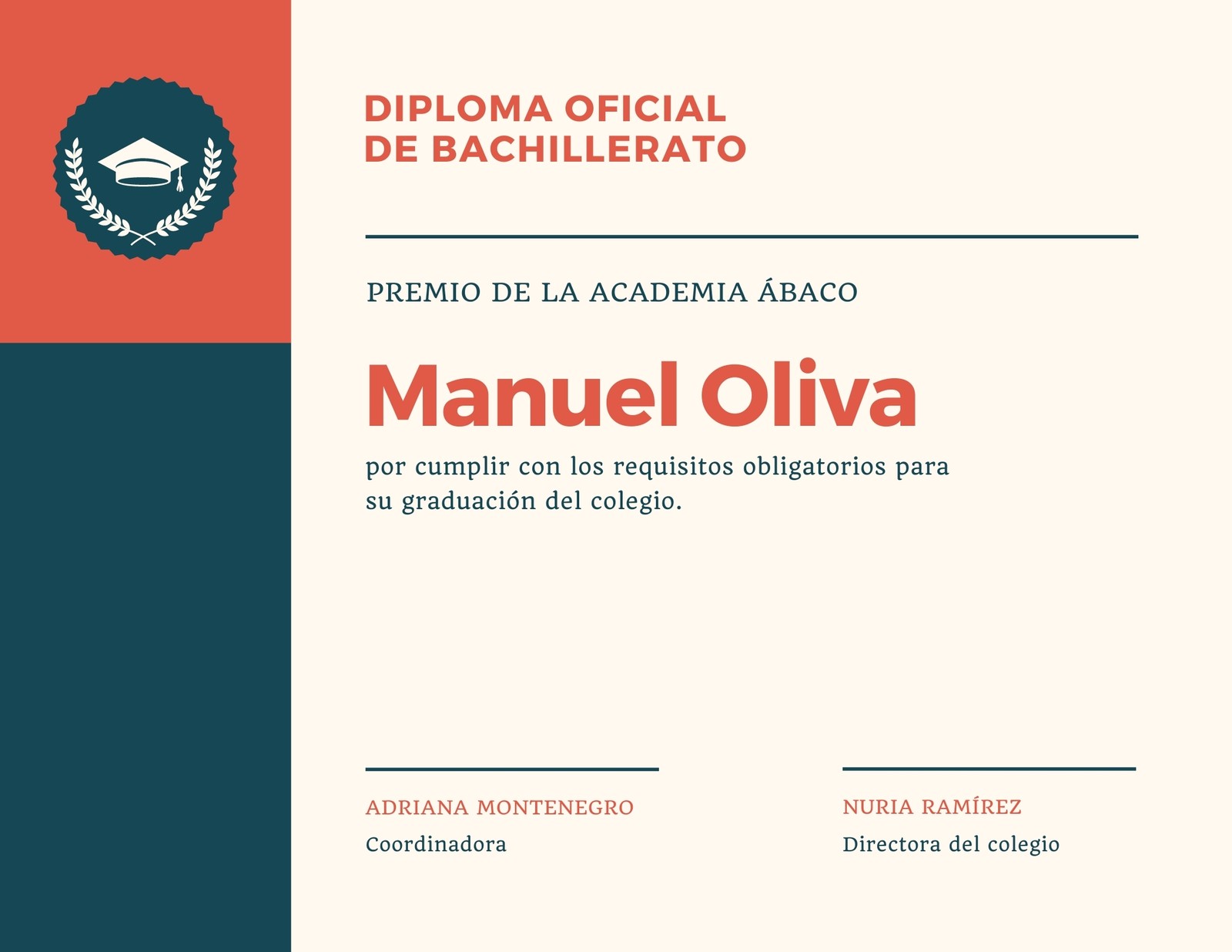 Rojo Azul Insignia Simple Diploma de Colegio Certificado