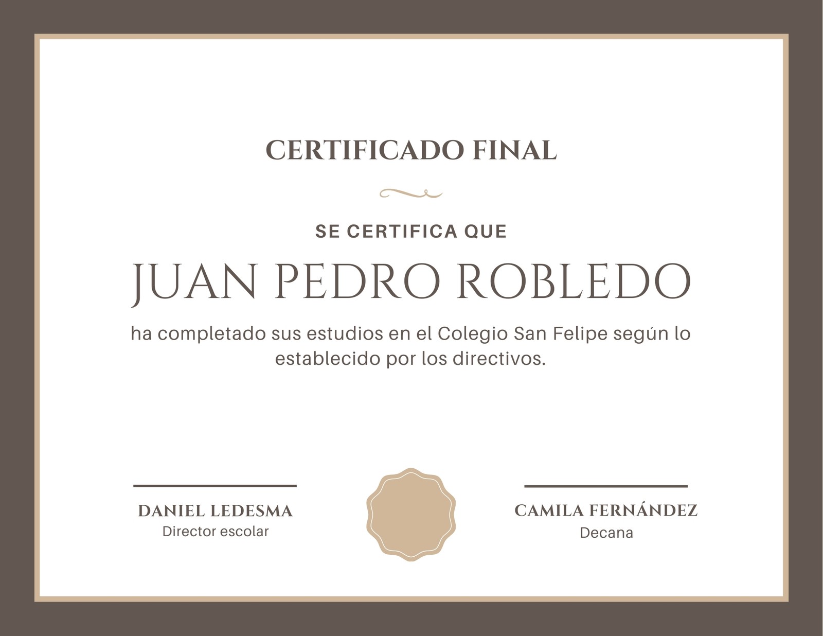 Borde Café Diploma de Colegio Certificado