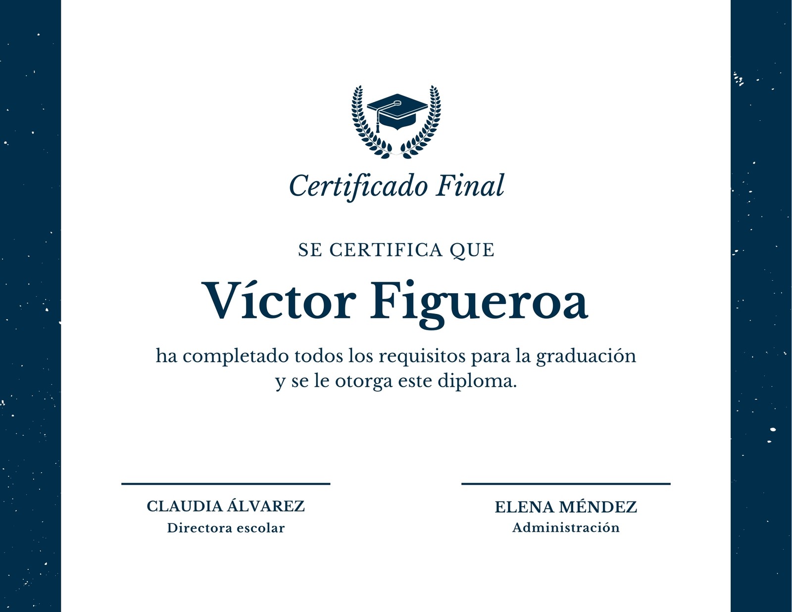 Azul y Blanco Floral Diploma de Colegio Certificado