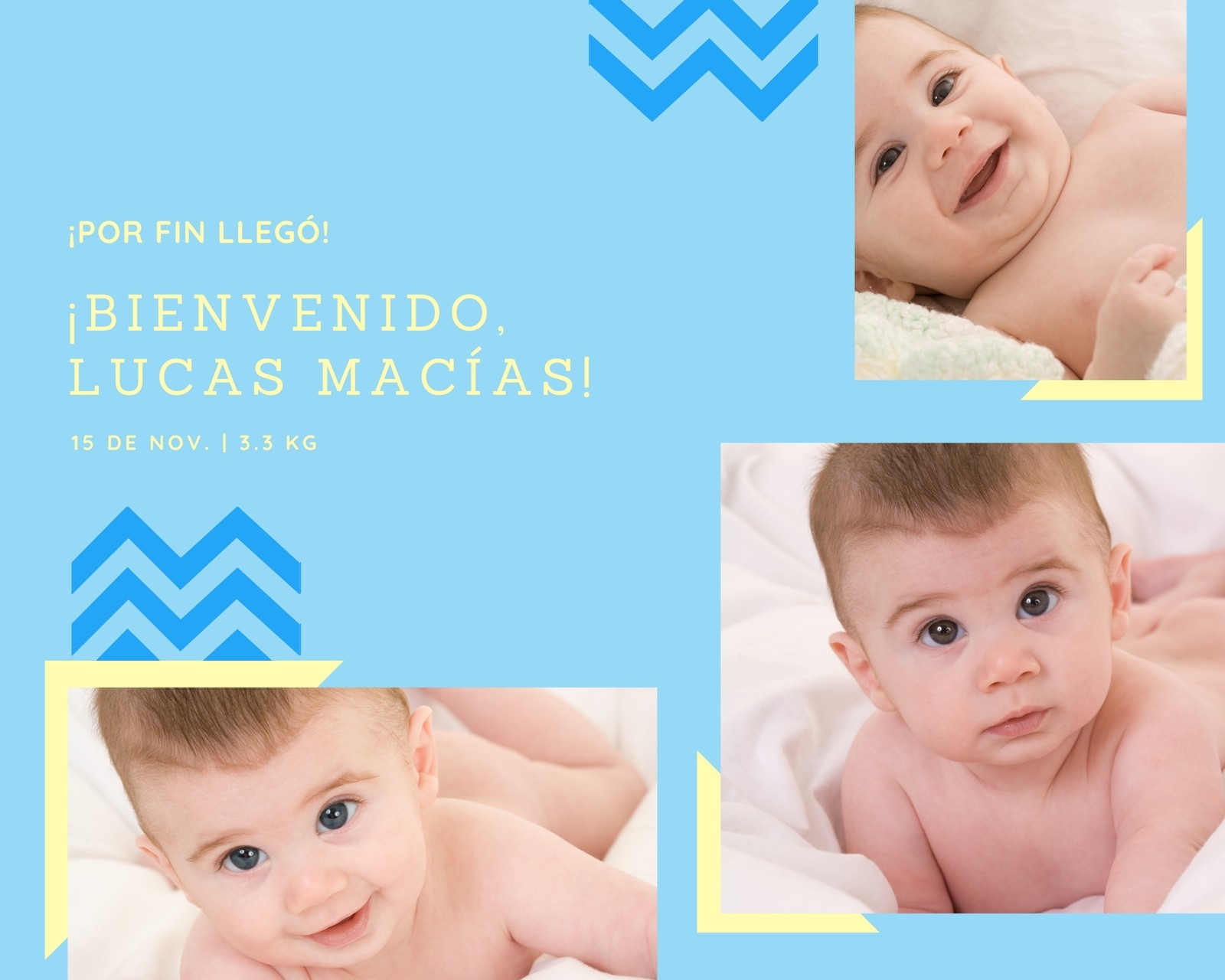 Azul Amarillo Bebé Collage de Fotos
