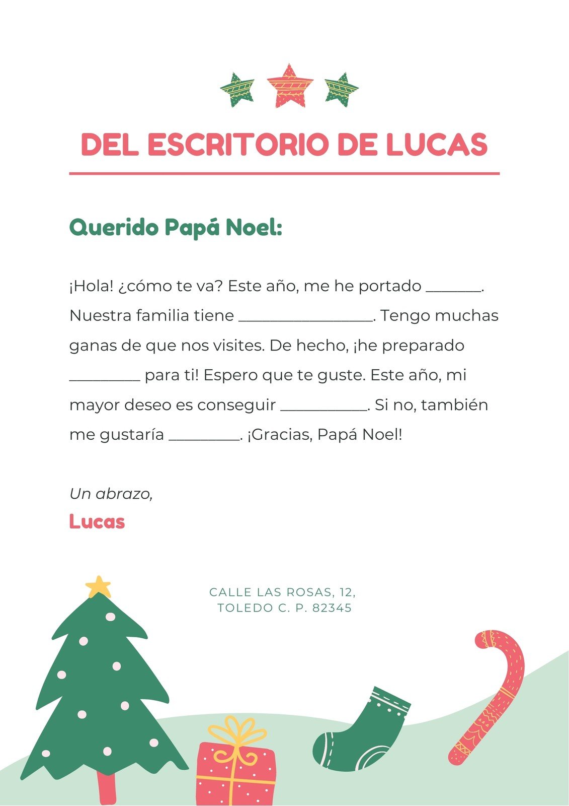 Plantillas De Cartas Para Papá Noel Editables Canva 