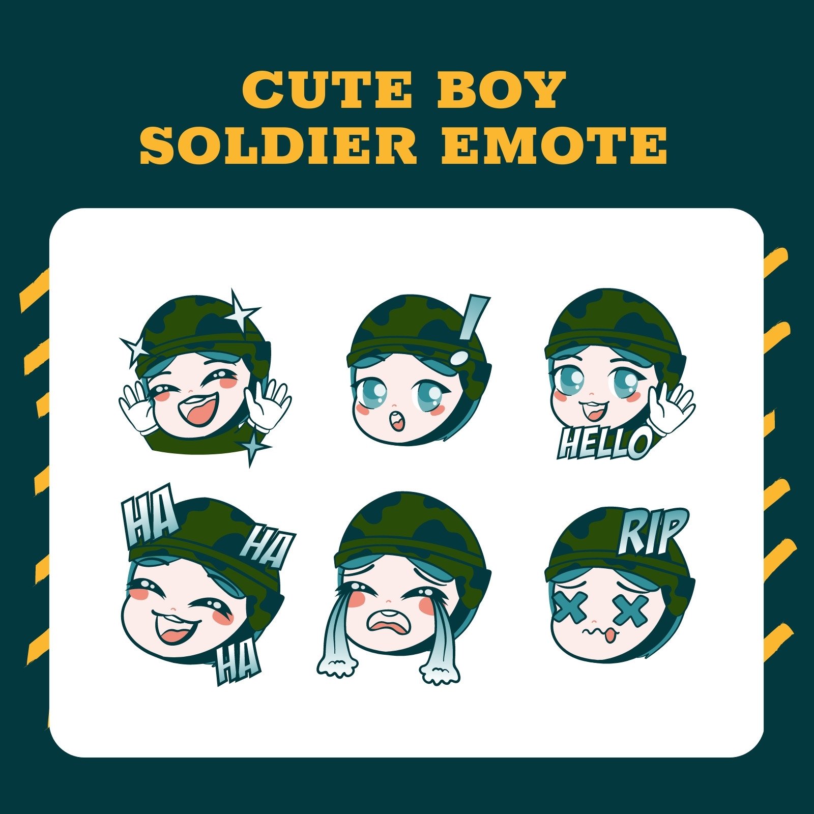 Green and Pink Cute Boy Soldier Tactical Emote