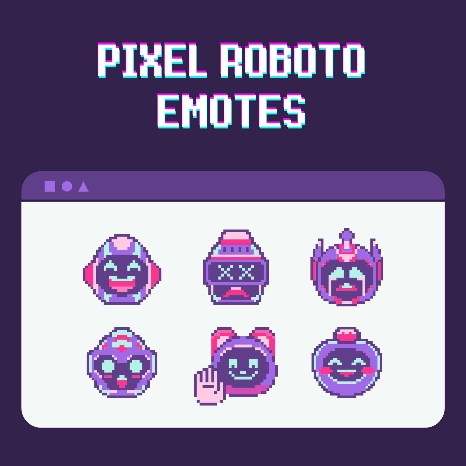 Purple Vintage Retro Pixel Roboto Emote