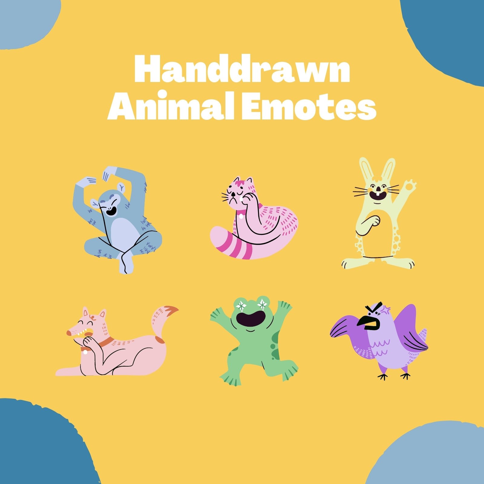 Colorful Handdrawn Animal Emote