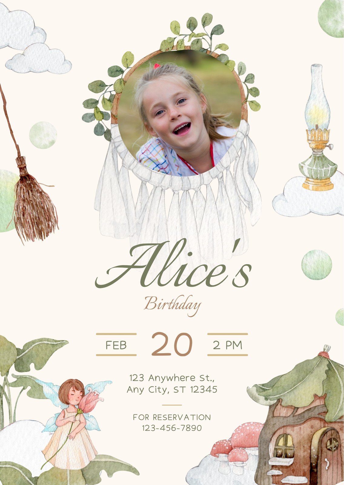 Alice in Wonderland Birthday Party Invitation - Canva Template