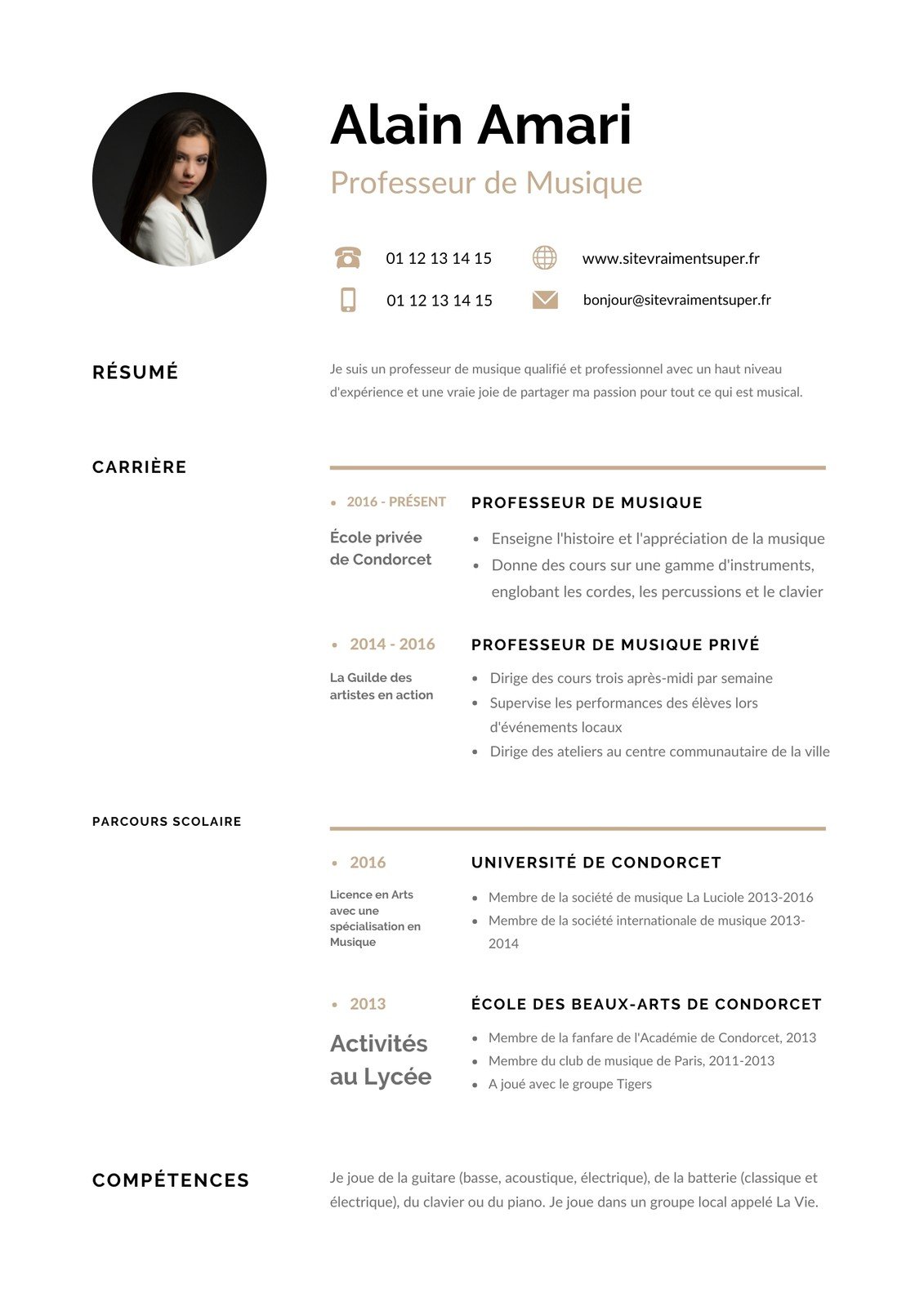 CV enseignant les plus beaux modèles du Web Canva