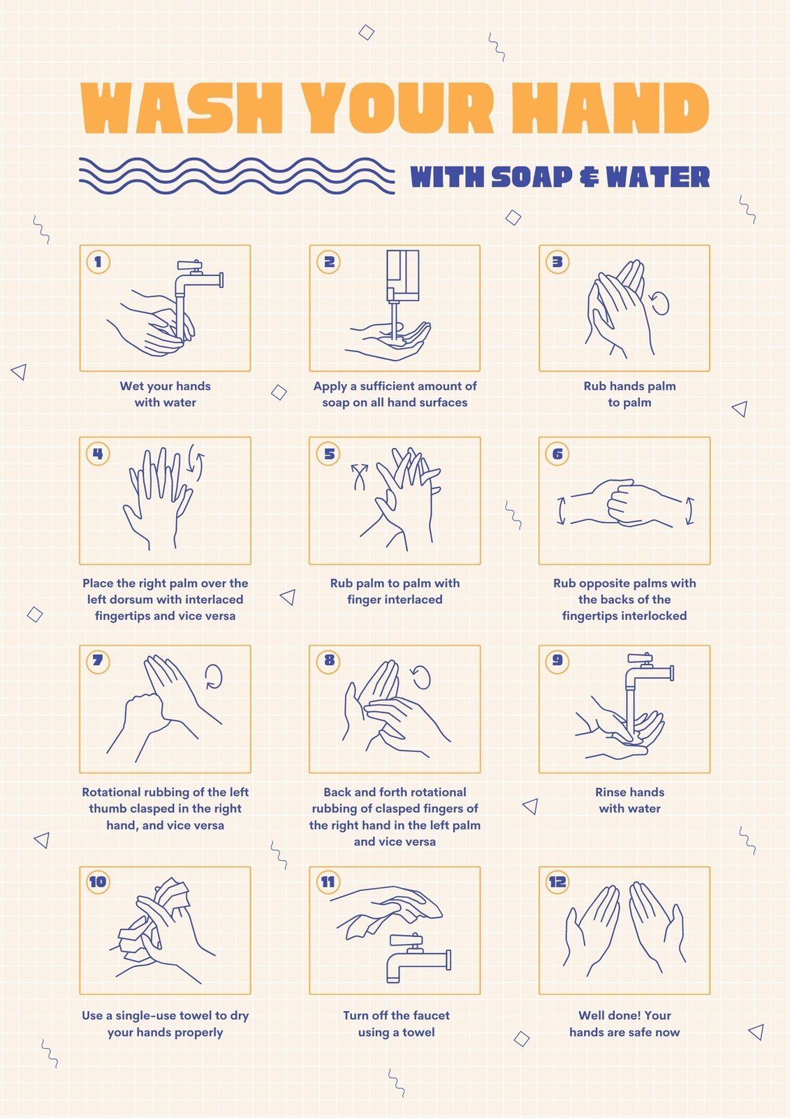 Yellow Wash Your Hand Poster