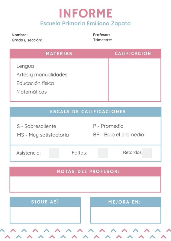 Plantillas Para Boletas De Calificaciones De Preescolar Canva