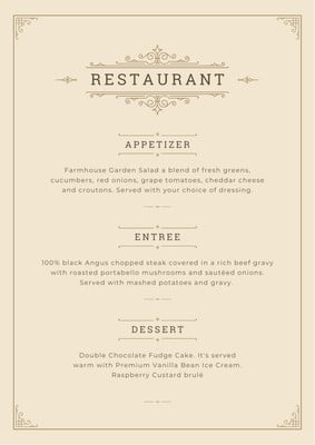 Free printable and customizable fancy menu templates | Canva