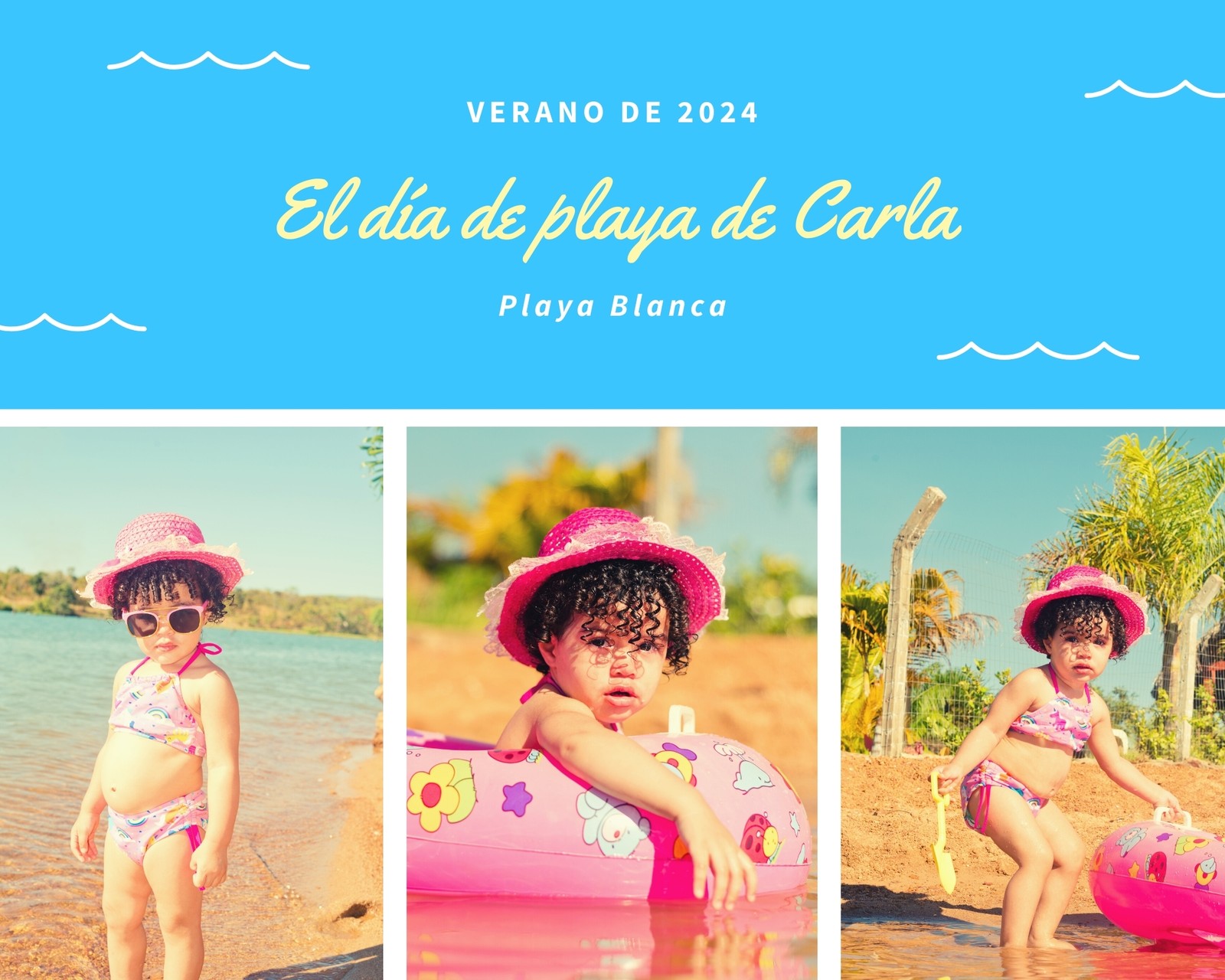 Azul Playa Bebé Collage de Fotos