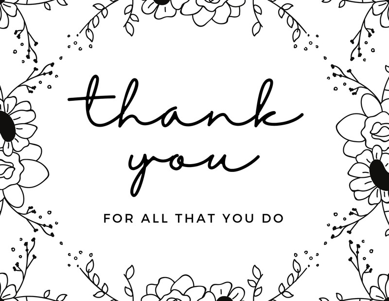 Foldable Free Printable Thank You Cards Black And White prntbl
