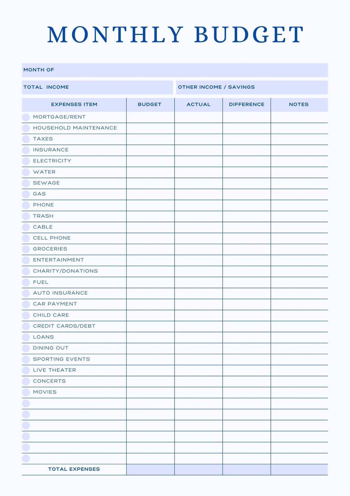 Page 3 - Free and customizable budget templates