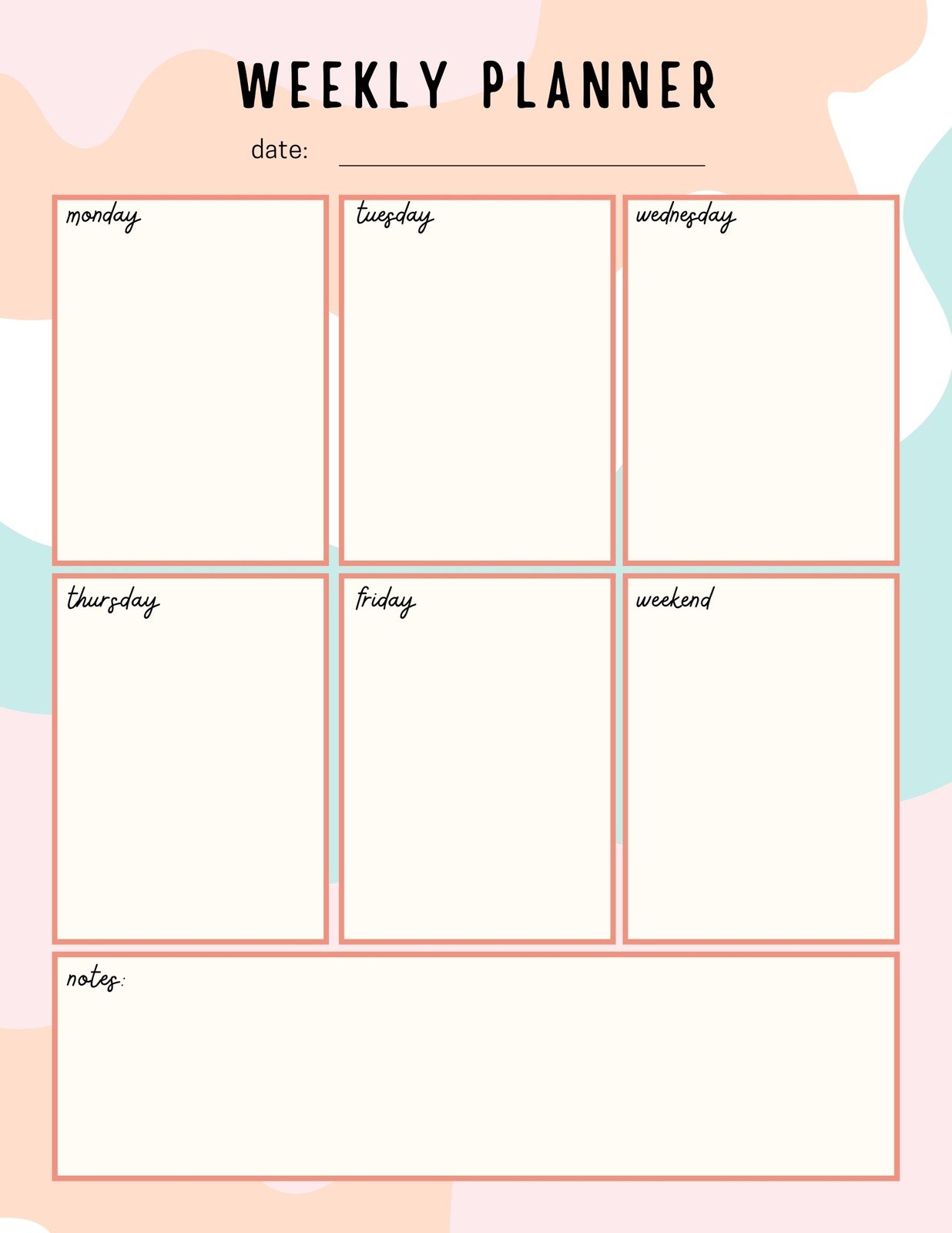 Page 2 - Free and customizable weekly planner templates | Canva