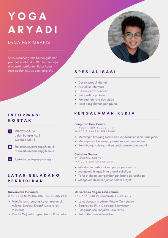 Gratis Contoh Cv Desain Grafis Keren Canva