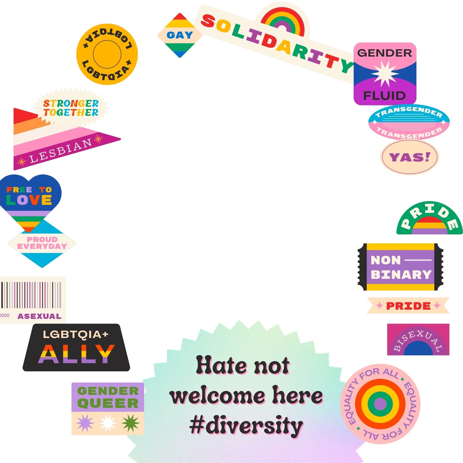 Colorful Stickers Diversity Representation and Equality Facebook Profile Frame