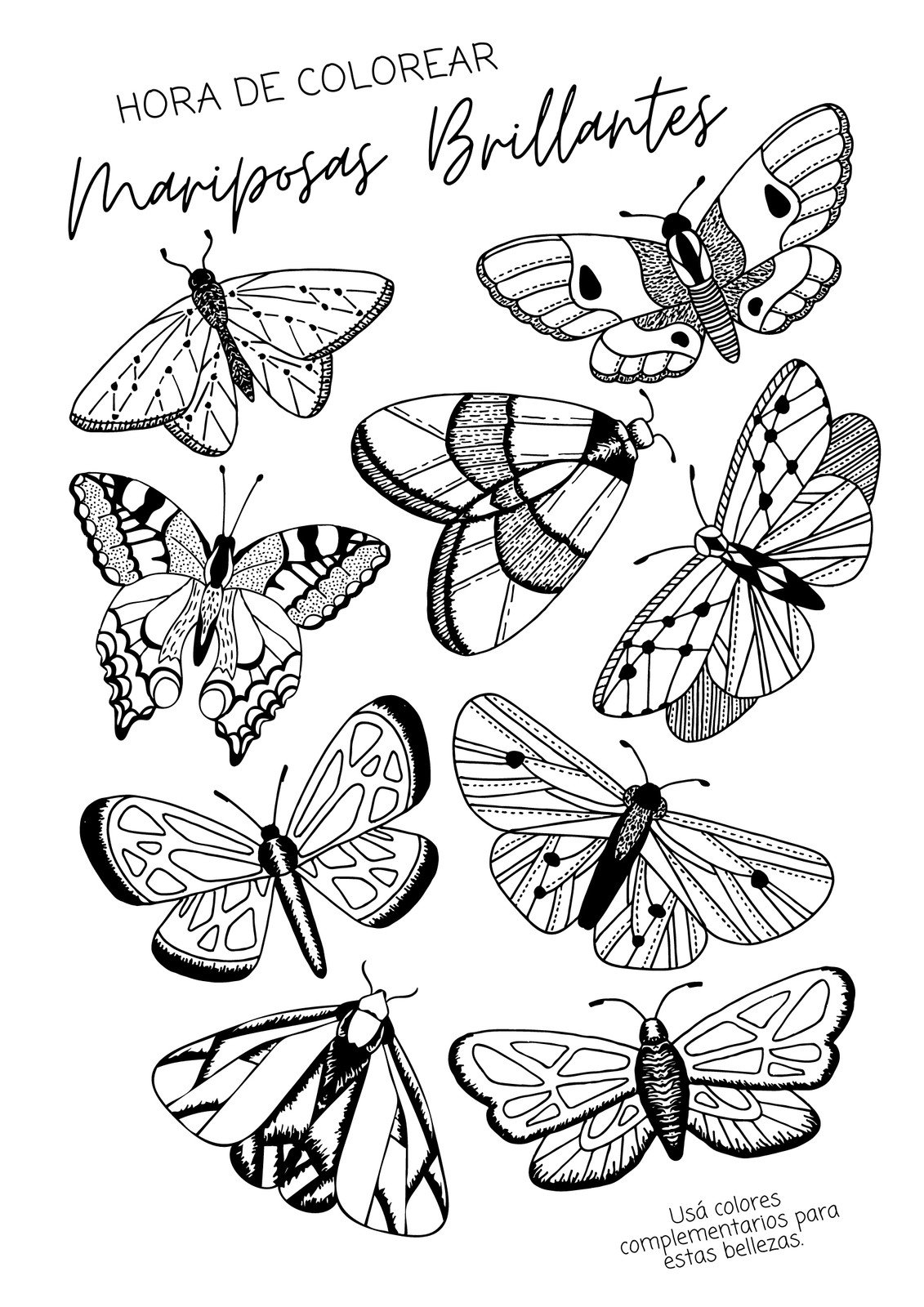 Blanco y Negro Mariposas Actividad para Colorear Hoja de Trabajo para Imprimir