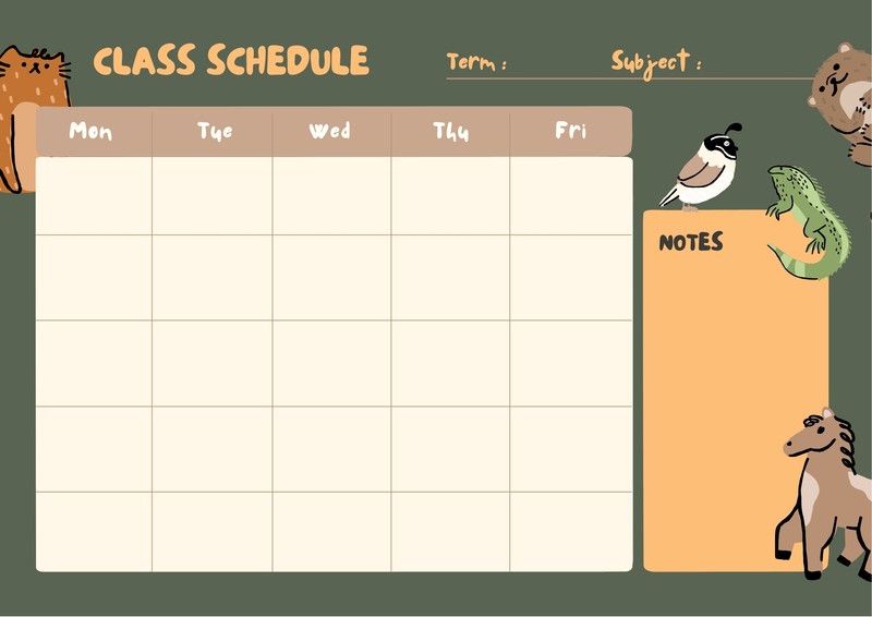 Free printable class schedule templates to customize | Canva